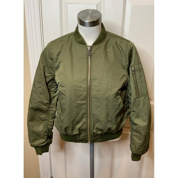 Madewell Army Green Bomber Zip-Up Jacket, Size Small, NWT! - Picture 1 of 5